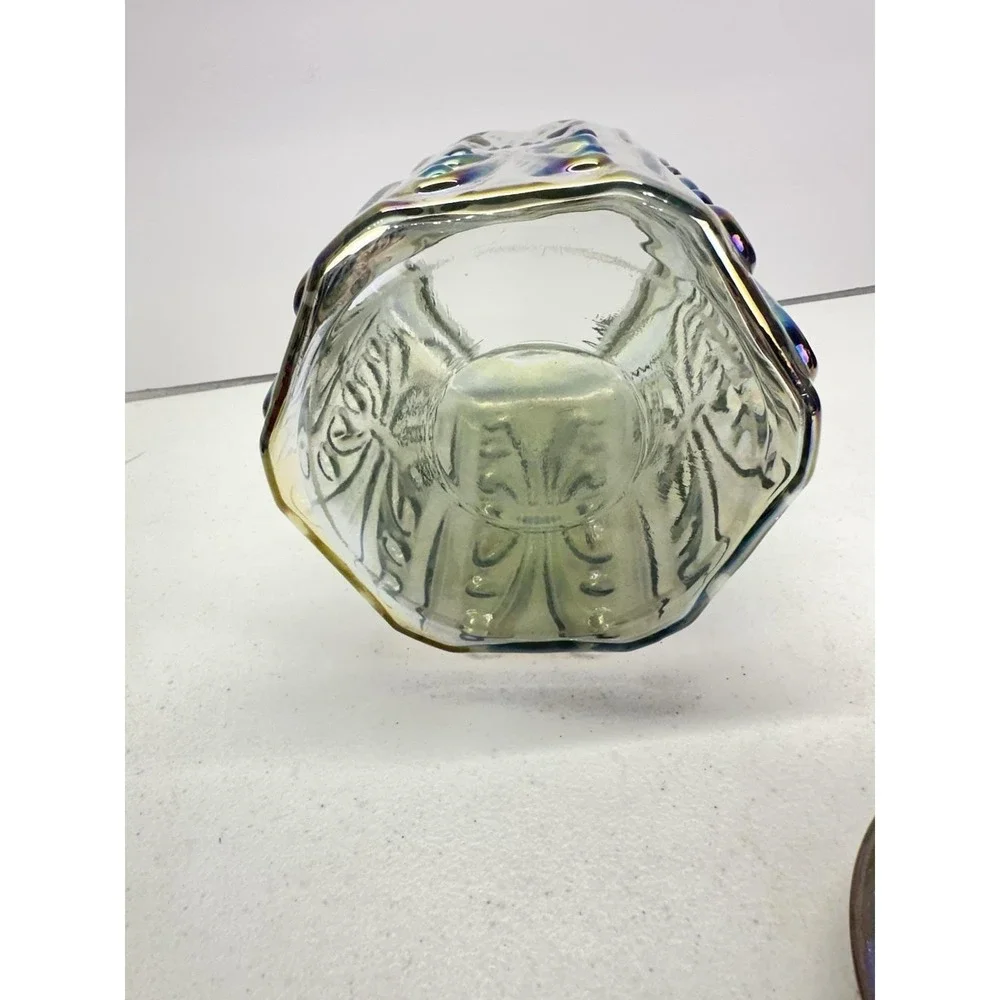 Vintage LE Smith Imperial Atterbury Scroll Canister Jar Iridescent Carnival 9